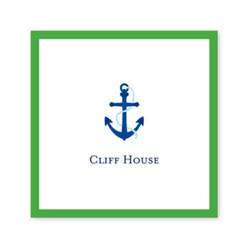 icon anchor with border square paper coaster set of 50