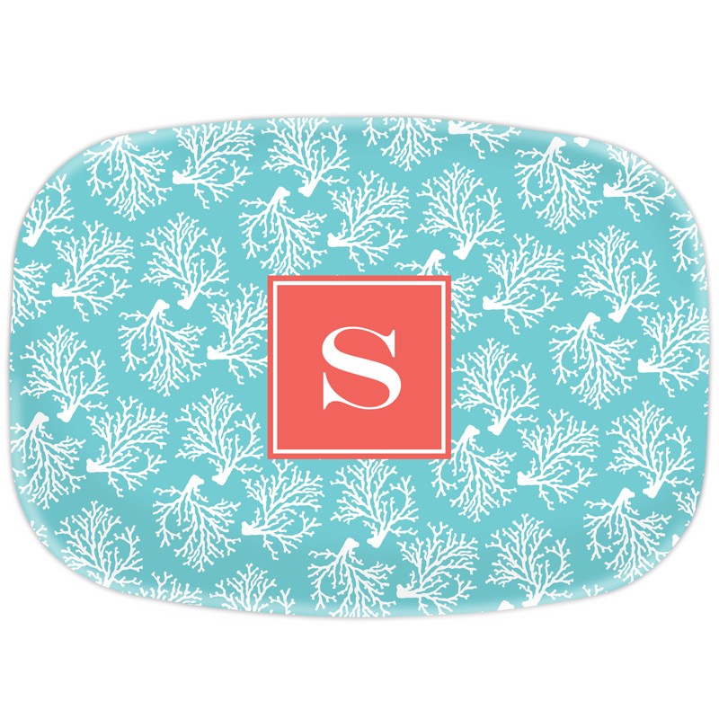 boatman geller coral repeat teal platter