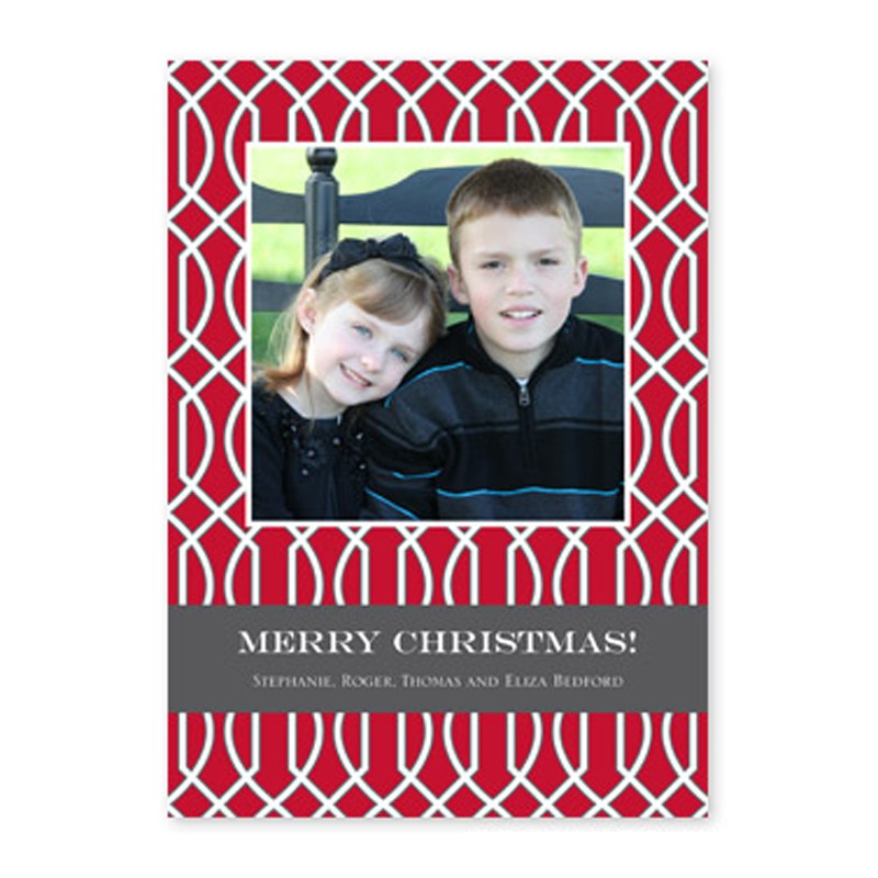 boatman geller trellis red & gray photocard