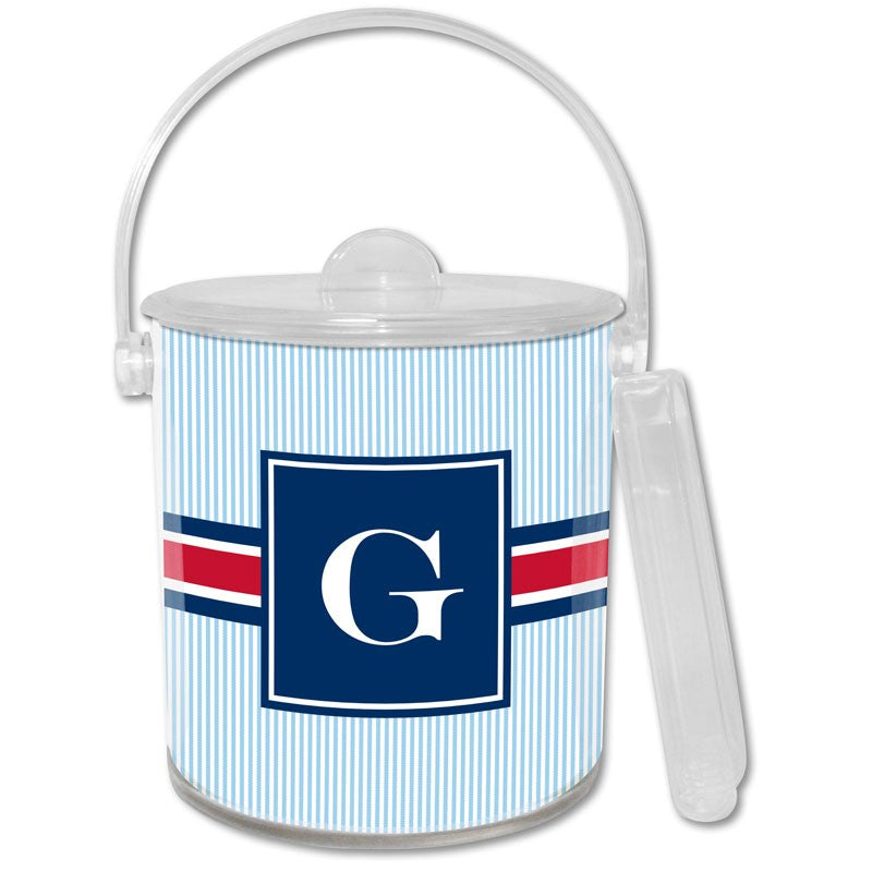 boatman geller seersucker band red & navy ice bucket
