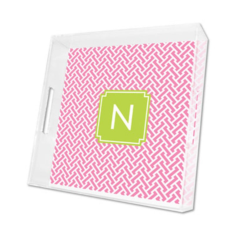 stella pink lucite tray - square