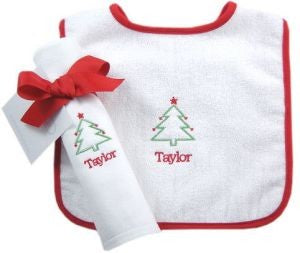 baby's first christmas bib set