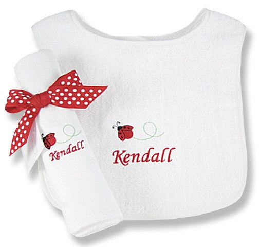personalized ladybug bib