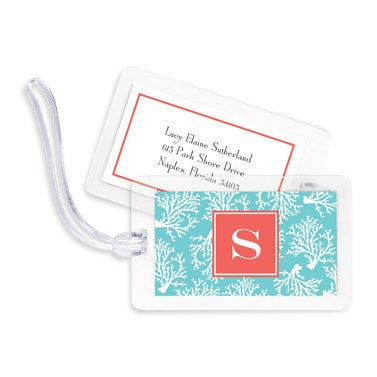 boatman geller coral repeat teal bag tags
