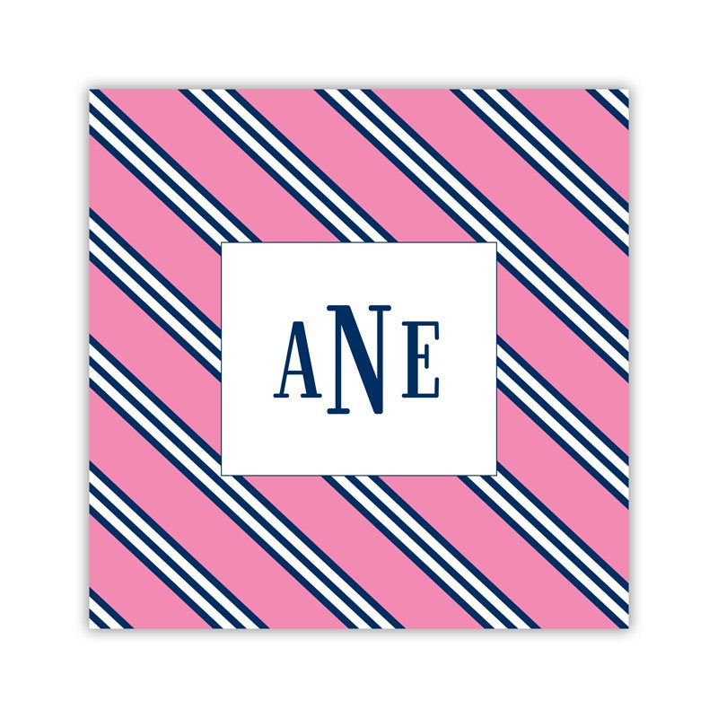 repp tie pink & navy square paper coaster set of 50