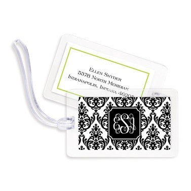 boatman geller madison damask white with black bag tags