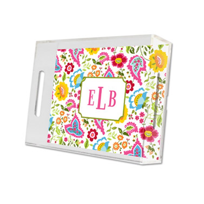 bright floral lucite tray - small