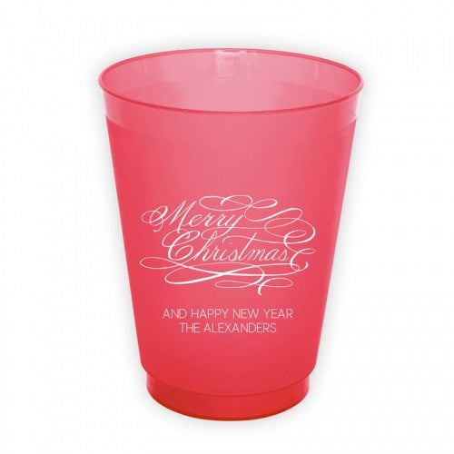 Merry Christmas Script Round Cups