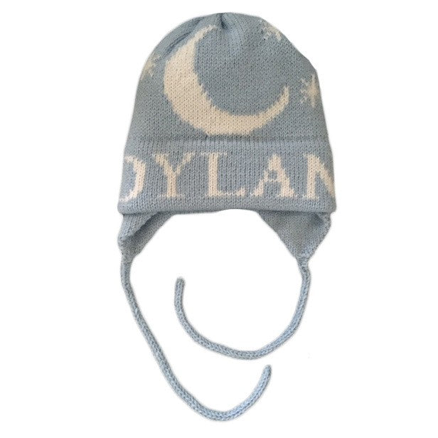 personalized moon and stars hat with flaps