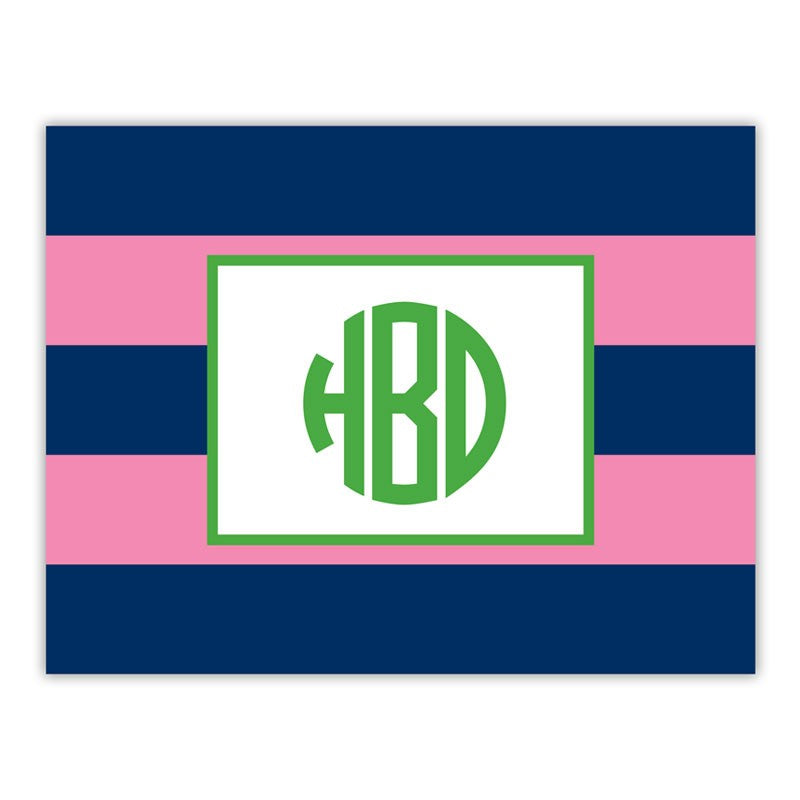 boatman geller rugby navy & pink foldover note