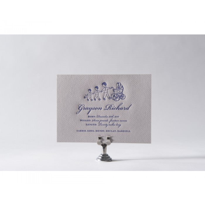 letterpress baby announcement - carriage