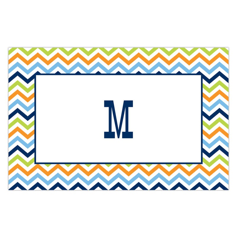 boatman geller chevron blue, orange & lime placemat