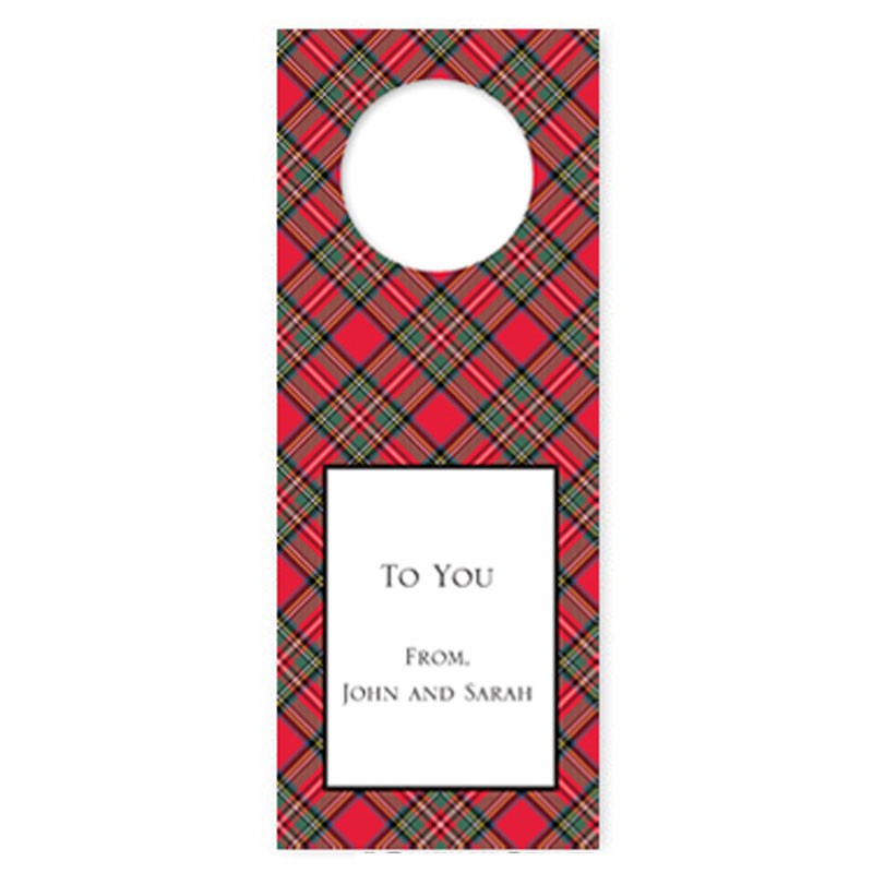 boatman geller plaid red wine tags