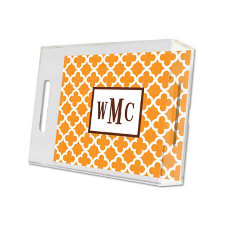 bristol tile tangerine lucite tray - small