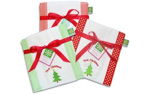 baby's first christmas burp cloth