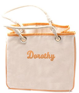 orange accented rope tote