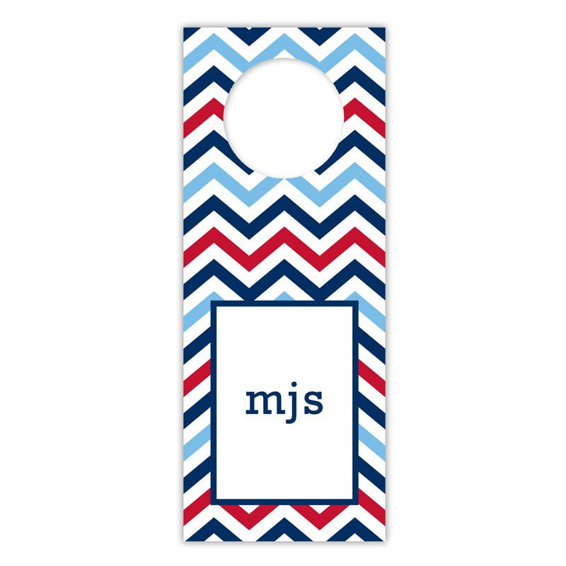 boatman geller chevron blue & red wine tags