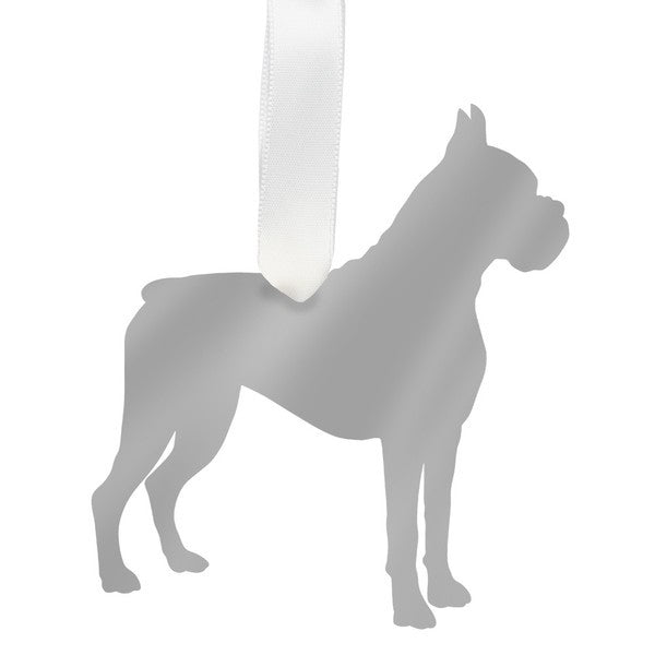 moon and lola boxer christmas ornament - silver