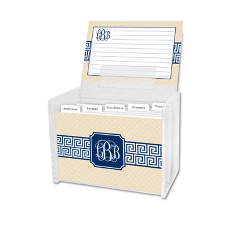 boatman geller greek key band navy recipe box
