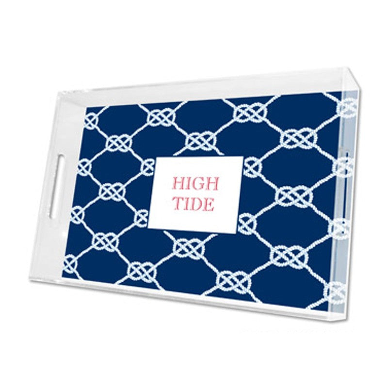 nautical knot navy lucite tray - large