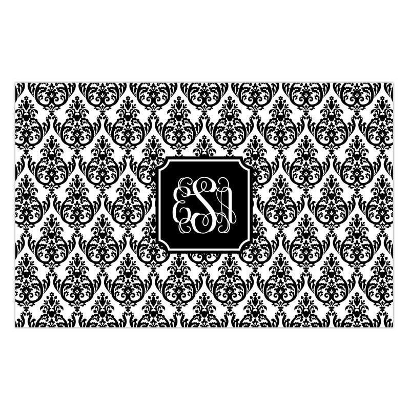 boatman geller madison damask white with black placemat