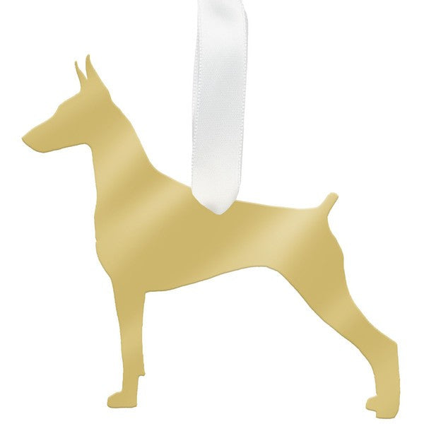 moon and lola doberman pinscher christmas ornament - gold