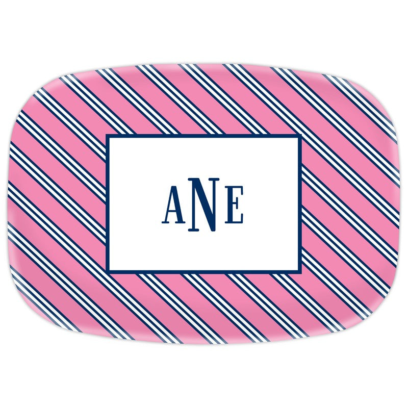 boatman geller repp tie pink & navy platter