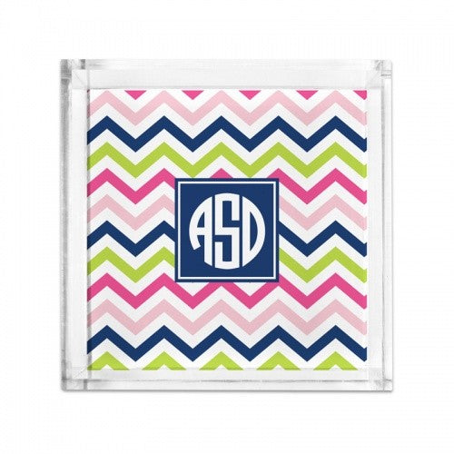 Lucite Tray Petite Chevron Pink Navy Lime
