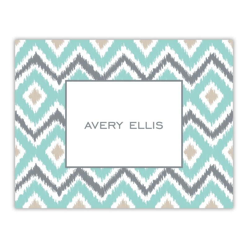 boatman geller ikat soft teal foldover notes