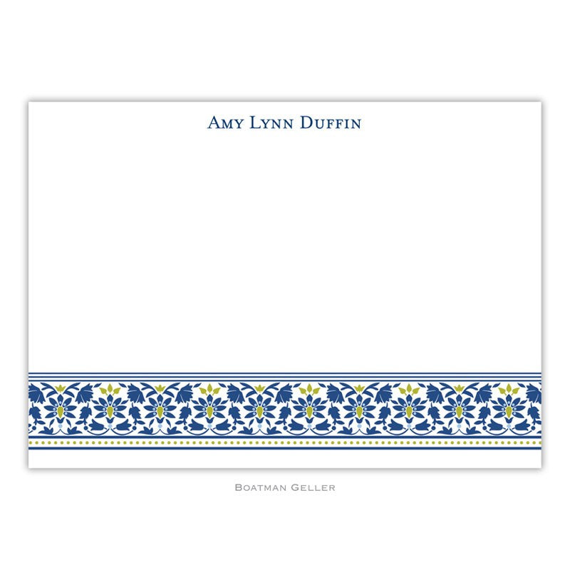 boatman geller ornamental navy large flat notecard