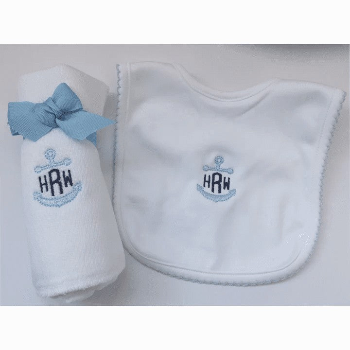 anchors bib and burp cloth set