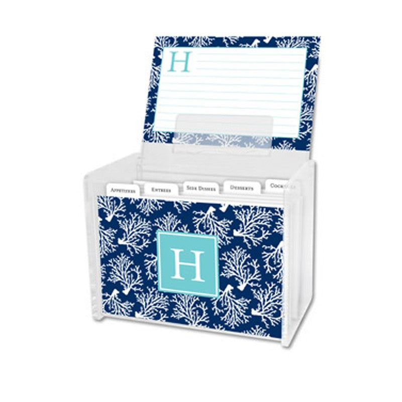 boatman geller coral repeat navy recipe box