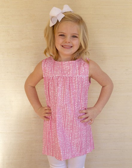 julie top - pink jamaican dots print