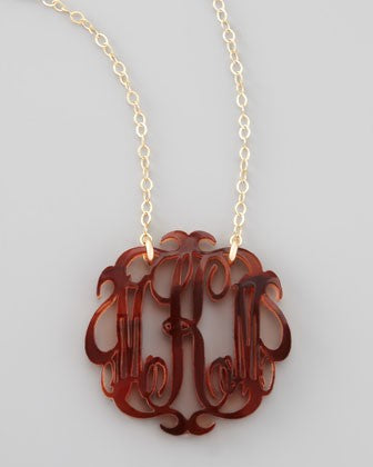 acrylic script monogram necklace by moon and lola