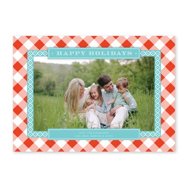 boatman geller buffalo check light red & aqua photocard