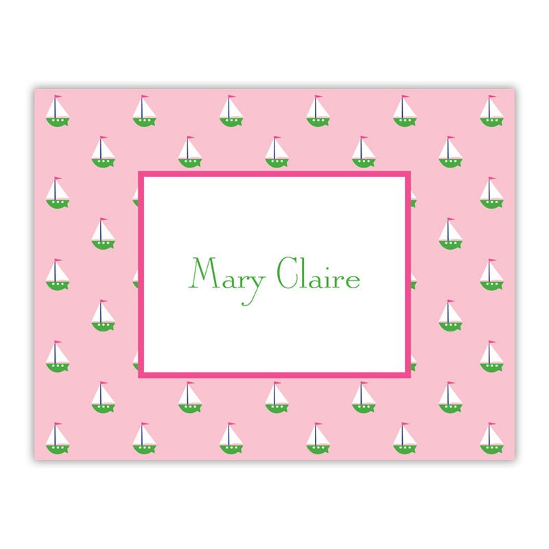 boatman geller little sailboat pink foldover note