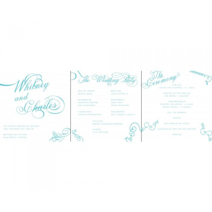 whitney & charles ceremony program front card