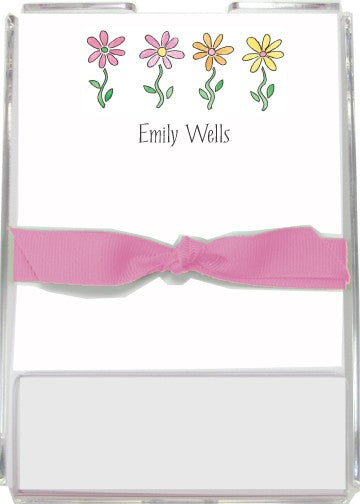 personalized memo sets row of daisies