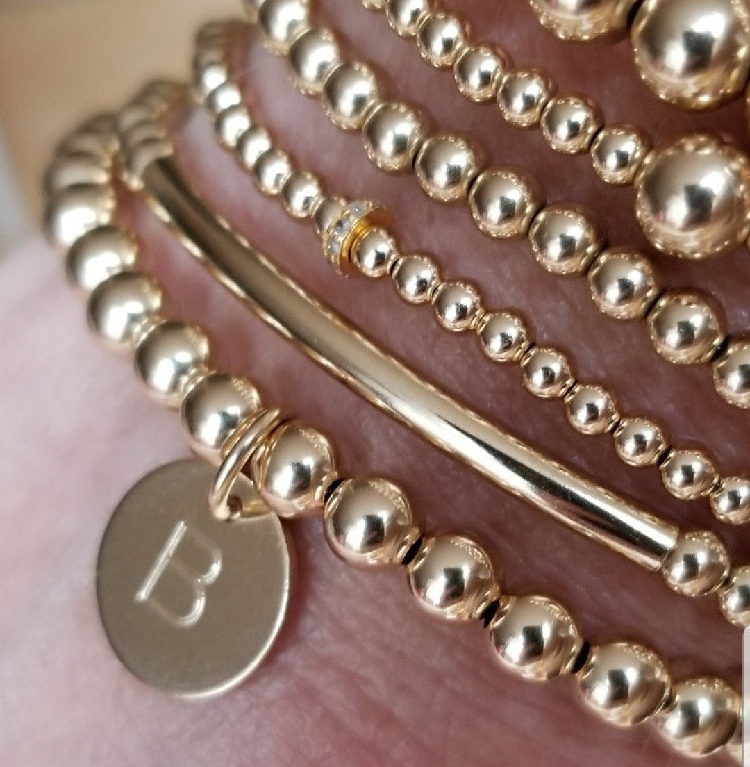 Monogrammed Initial logo beaded bracelet - 14k filled