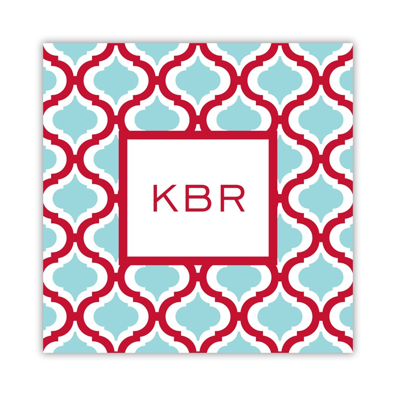 kate red & teal square paper coaster set of 50
