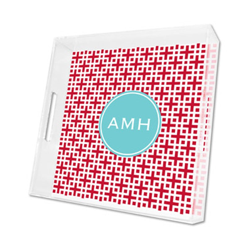 lattice cherry lucite tray - square