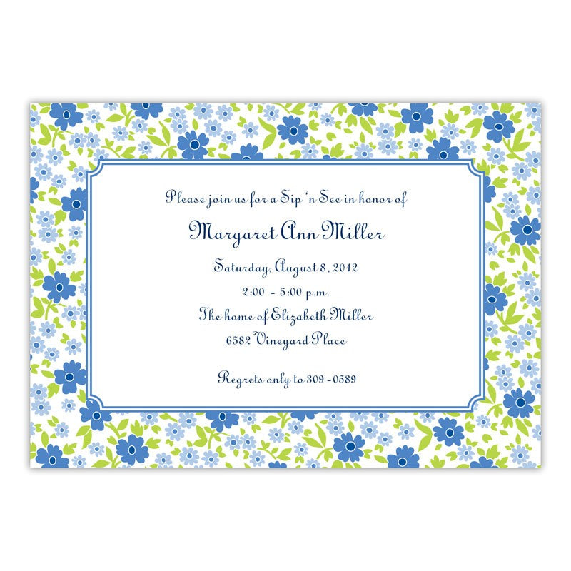 boatman geller emma floral periwinkle large flat notecard
