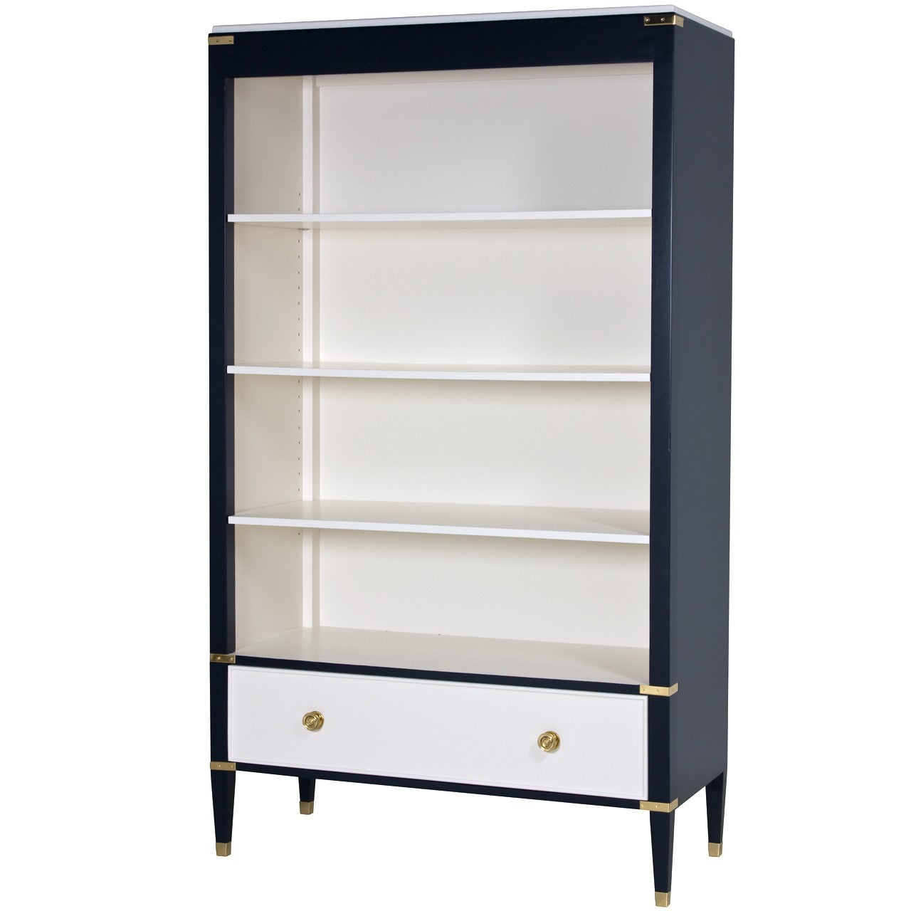 gramercy bookcase - linen & navy