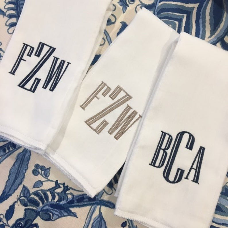 monogrammed burp cloth embroidered set of three