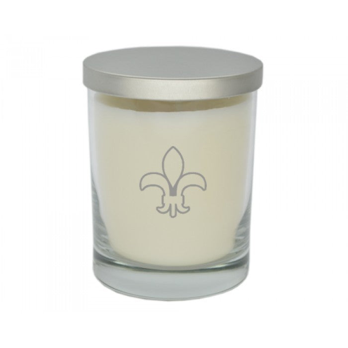 fleur de lys glass soy candle