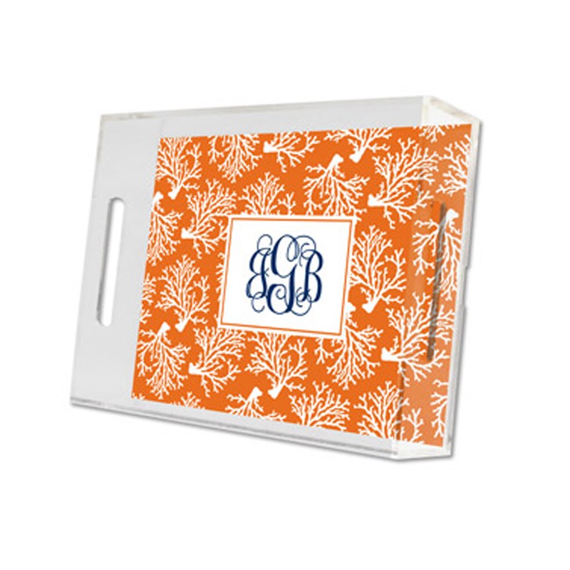 coral repeat lucite tray - small