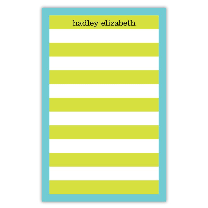 boatman geller rugby stripe lime/blue border notepad