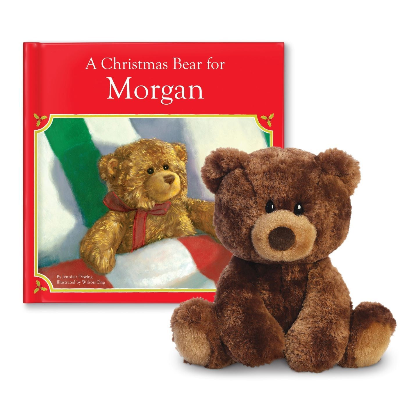 personalized christmas book & plush bear gift set