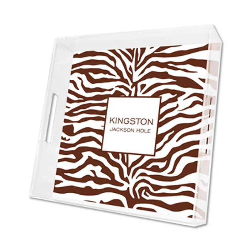zebra chocolate lucite tray - square