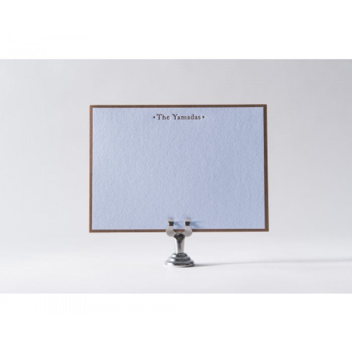 blue and bronzed note cards